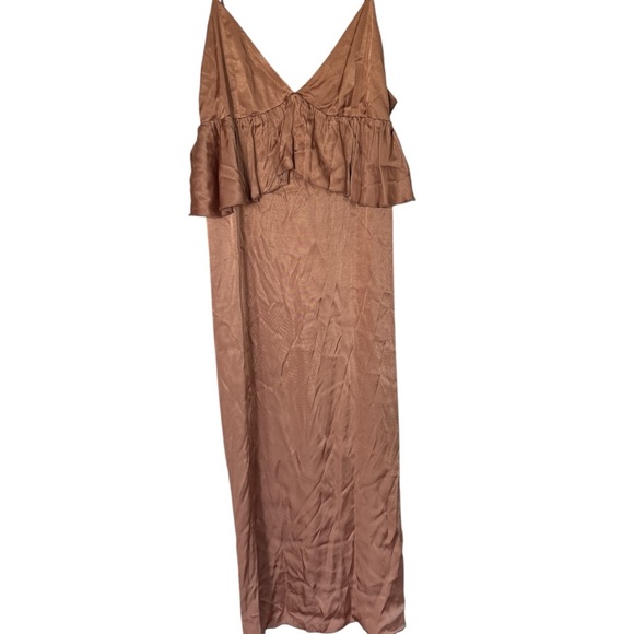 HM Satin Ruffle Midi Slip Dress - Picture 1 of 9